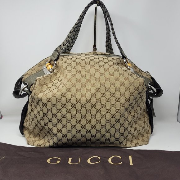 GUCCI Monogram Bamboo Tassel Shoulder Bag - Picture 2 of 14